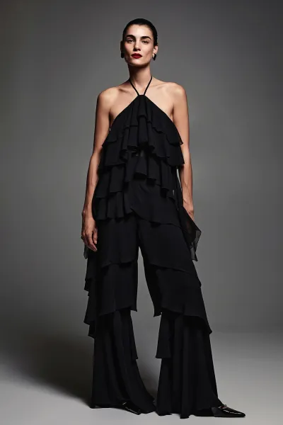 FIRFIRLI PANTOLON SİYAH