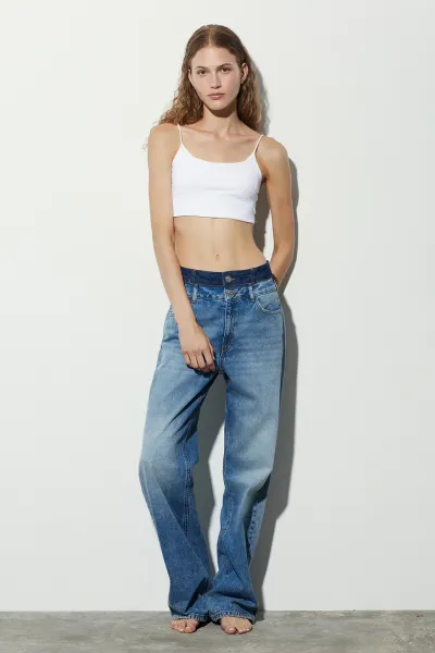 GENİŞ PAÇA JEANS PANTOLON-MAVİ