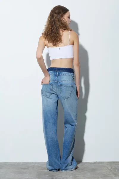 GENİŞ PAÇA JEANS PANTOLON-MAVİ