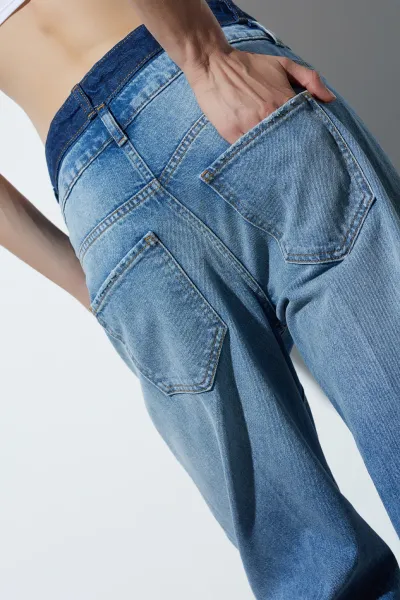 GENİŞ PAÇA JEANS PANTOLON-MAVİ