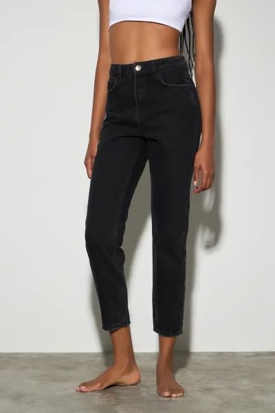MOM FİT JEANS PANTOLON-SİYAH