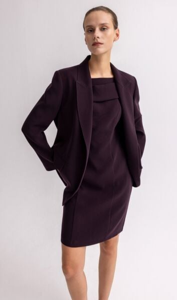 Uzun Blazer Ceket Mürdüm