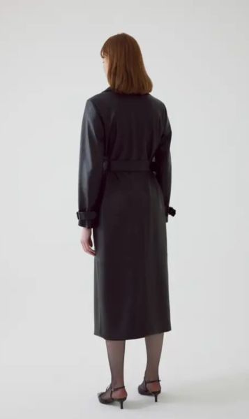 Kuşaklı Eco Deri Regular Trenckot