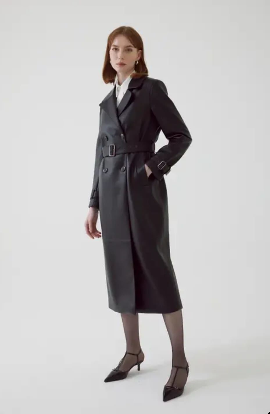 Kuşaklı Eco Deri Regular Trenckot