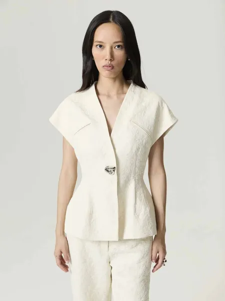 AKSESUAR DETAYLI YELEK-EKRU