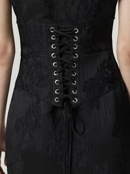 YIRTMAÇLI MAXİ JAPON ELBİSE-SİYAH