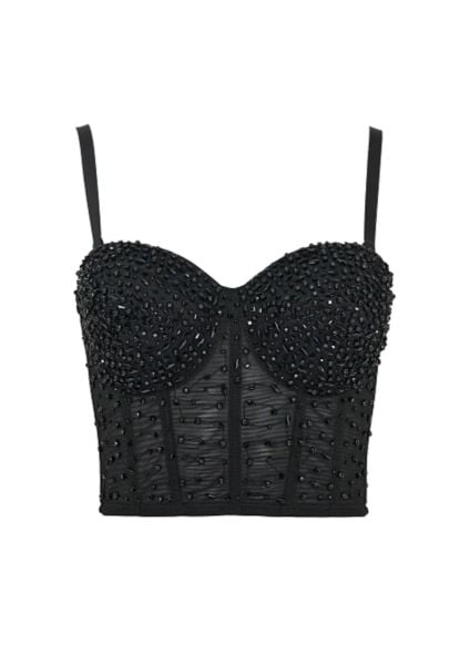 Aplike Boncuklu Bustiyer