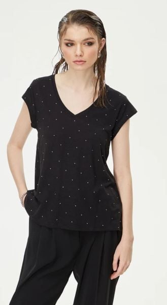 Kısa Kollu, Taşlı Bluz